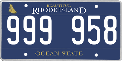 RI license plate 999958