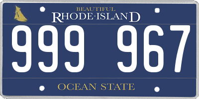 RI license plate 999967