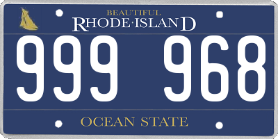 RI license plate 999968