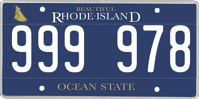 RI license plate 999978