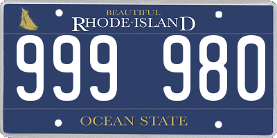 RI license plate 999980