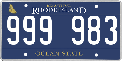 RI license plate 999983