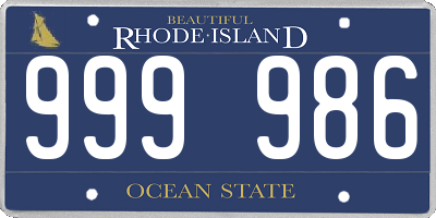 RI license plate 999986