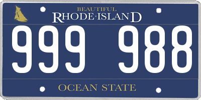RI license plate 999988