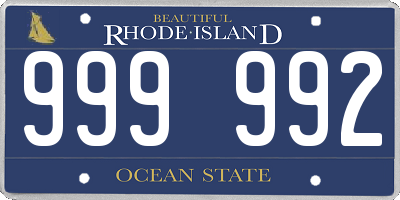 RI license plate 999992