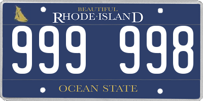 RI license plate 999998