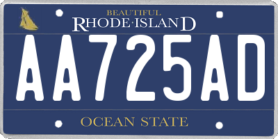 RI license plate AA725AD