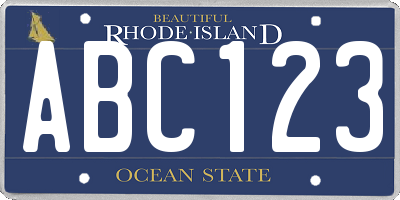 RI license plate ABC123