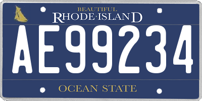 RI license plate AE99234