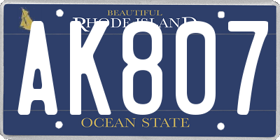 RI license plate AK807