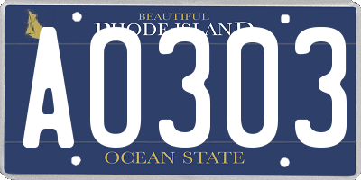 RI license plate AO303