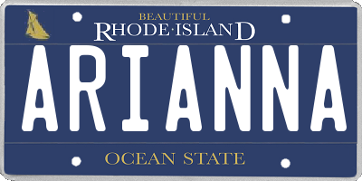 RI license plate ARIANNA