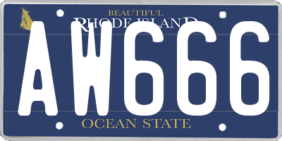 RI license plate AW666