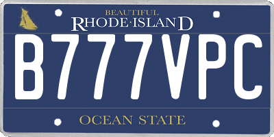 RI license plate B777VPC