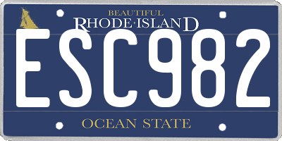 RI license plate ESC982