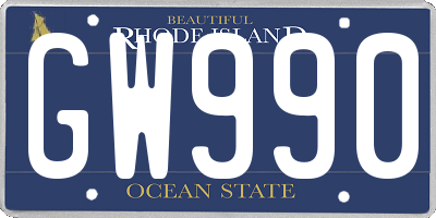 RI license plate GW990