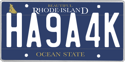 RI license plate HA9A4K