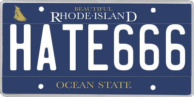 RI license plate HATE666