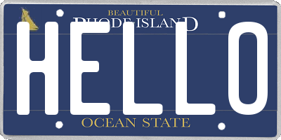 RI license plate HELLO