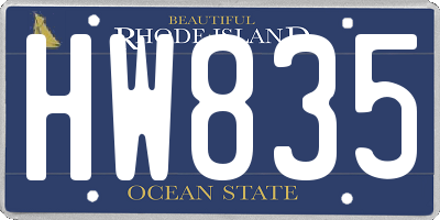 RI license plate HW835