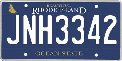 RI license plate JNH3342