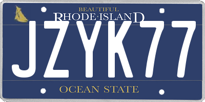 RI license plate JZYK77