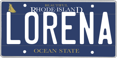 RI license plate LORENA