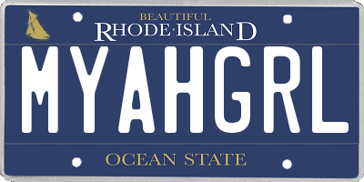 RI license plate MYAHGRL