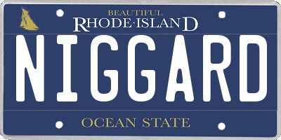 RI license plate NIGGARD