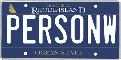 RI license plate PERSONW