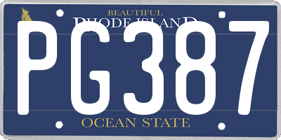 RI license plate PG387