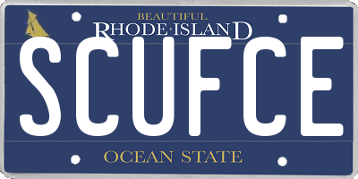 RI license plate SCUFCE