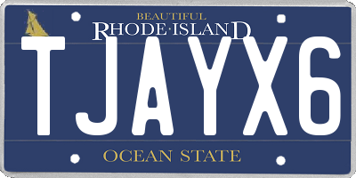RI license plate TJAYX6