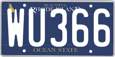 RI license plate WU366