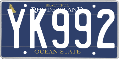 RI license plate YK992