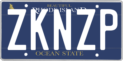 RI license plate ZKNZP