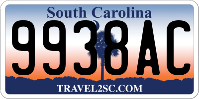 SC license plate 9938AC