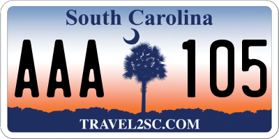 SC license plate AAA105