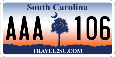 SC license plate AAA106