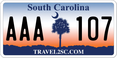 SC license plate AAA107