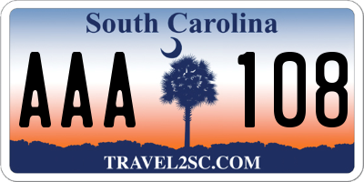 SC license plate AAA108