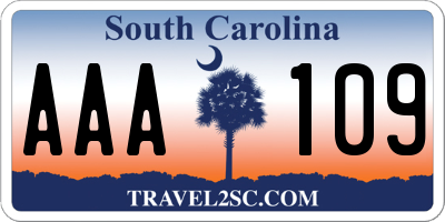 SC license plate AAA109