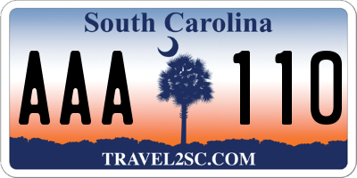 SC license plate AAA110