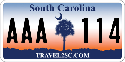 SC license plate AAA114