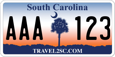 SC license plate AAA123