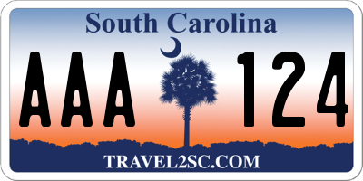 SC license plate AAA124