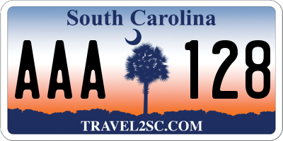 SC license plate AAA128