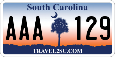 SC license plate AAA129