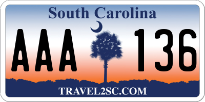 SC license plate AAA136