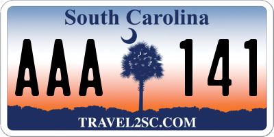 SC license plate AAA141